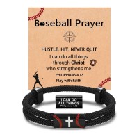 PINKDODO Baseball Cross Bracelet Gifts for Boys 8 12 14 Baseball Stuff Accessories Easter Basket Stuffers Confirmation 1st First Communion Gifts K-A-Baseball-Bracelet-413-00