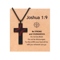 PINKDODO Easter Basket Stuffers Essentials Baseball Cross Necklace Baseball Gifts for Boys 8 12 10 14 Accessories Stuff Confirmation First Communion Gifts for Teen Teenage Boys Joshua 1 9 K-A-Baseball-Neck-01