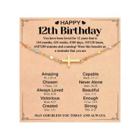 PINKDODO 12 Year Old Girl Birthday Gifts for 12 Year Old Girls Happy 12th Birthday Decorations Bracelet  K-A-Birth-CrossB-12Y-01