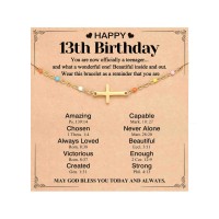 PINKDODO 13th Birthday Decorations for Girls Happy 13 Year Old Girl Birthday Gifts Ideas K-A-Birth-CrossB-13Y-02