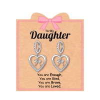 PINKDODO Valentines Day Gifts for Daughter from Mom Cute Huggie Hoop Bow Earrings for Tween Teenage Teen Girl Gifts K-A-Bow-Daug-Earring