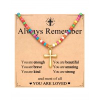 PINKDODO Cross Necklace for Girls Kids Jewelry 8 10 12 14 Christian Religious Easter Basket Stuffers Teen Tween Girls Gifts Birthday Confirmation 1st First Communion Christening Baptism Gifts K-A-CZCross-Always-01