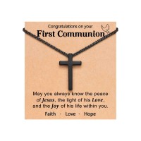 PINKDODO First Communion Gifts for Boys Catholic 1st Holy Communion Decorations Christian Cross Necklace K-A-Cross-Communion-09