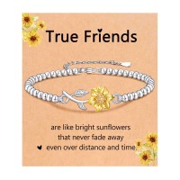 PINKDODO Valentines Day Gifts for Friends Sunflower Gifts for Women Friendship Bracelets Gifts for Women Friends Birthday Gifts for Female Bff  K-A-Sunflower-Friendship-01