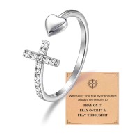 PINKDODO Cross Ring Baptism Confirmation Gifts for Teen Girls Ideas Easter Basket Stuffers Essentials Birthday Religious Christian Gifts for Women Teenage Teens Girls K-C-Ring-Cross-Pray-01