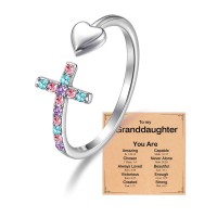 PINKDODO Granddaughter Gifts from Grandma Cross Rings for Teen Girls Birthday Baptism Confirmation Easter Gifts for Teenage Girl 12 14 16 18 13 Stuff K-D-CRing-Cross-Gdau-02