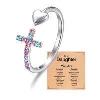 PINKDODO Daughter Birthday Gifts from Mom Mother Daughter Rings for Teen Girls 12 14 16 K-D-CRing-Cross-dau-01