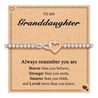 PINKDODO Granddaughter Gifts from Grandma, Gifts for Teens Tween Teenage Teen Girls Bracelets Jewelry Ideas Birthday Easter Confirmation Baptism Q-B-CZ Heart-Granddaughter