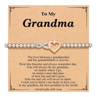 PINKDODO Grandparents Day Gifts for Grandma Granmother Bracelet, 60th 70th 80th Grandma Birthday Abuela Gifts, Christmas for Grandma Grandparents Elderly Women Q-B-CZ Heart-Grandma