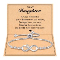 PINKDODO Daughter Gifts from Mom, Easter Basket Stuffers Gifts for Daughter Teens Teenage Teen Girls, Confirmation Easter Baptism Christmas Gift Ideas for Daughter Bracelet Gifts from Mother Dad  Q-B-CZ Infinity-Daughter-01