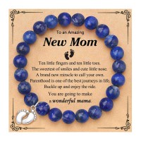 PINKDODO New Mom Gifts for Women First 1st Mothers Day Gifts for Expecting New Mom Mommy to Be Bracelet Pregnancy Postpartum Basket Essentials  Q-B-Mommy-Blue-02