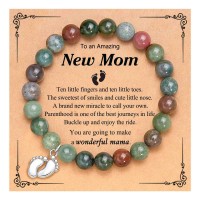 PINKDODO New Mom Gifts for Women First 1st Mothers Day Gifts for New Mom Mommy to Be Bracelet Pregnancy Postpartum Expecting Basket Essentials  Q-B-Mommy-Green-05