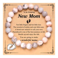 PINKDODO New Mom Gifts for Women First 1st Mothers Day Gifts for Expecting New Mom Mommy to Be Bracelet Pregnancy Postpartum Basket Essentials Q-B-Mommy-Pink-04