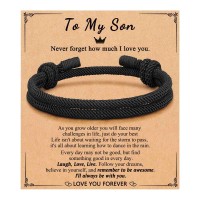 PINKDODO To My Son Bracelet from Mom, Easter Gifts for Teens Teenage Teen Boys Gift Ideas, 8 10 12 Year Old Boy Cool Birthday Confirmation Baptism Christmas for Kids Bracelets  Q-B-Sim Black-Son-01