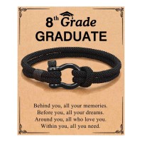 PINKDODO 8th Grade Graduation Decorations Gifts for Boys Class of 2025 Middle School Bracelet Congratulations Best Grad Graduate Teen Son Grandson Q-Buckle-8th Grade-11