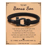 PINKDODO Bonus Son Gifts, Stepson Bonus Son Gifts from Stepmom Stepdad, Birthday Valentines Baptism Easter Communion Graduation Ideas for Teenage Teen Boys Q-Buckle-Bonus Son-Black-05