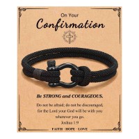 PINKDODO Confirmation Gifts for Teenage Boys Catholic Christian Decorations Easter Gifts Teen Boys Godson Son Q-Buckle-Confir-Black-03