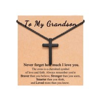 PINKDODO Grandson Gifts from Grandma, Cross Necklace for Grandson Boys Confirmation Birthday Valentines Christmas Gifts for Teens Teenage Teen Boys Mens Ideas Q-N-Cross-Grandson-02