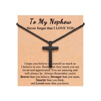 PINKDODO Nephew Gifts from Auntie/Aunt, Cross Necklace for Boys Valentines Birthday Christmas for Nephew Teenage Teen Boys Gift Ideas Q-N-Cross-Nephew-03