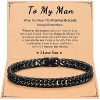 PINKDODO Valentines Day Gifts for Men, To My Man Bracelet Mens Birthday Gift Ideas Christmas Anniversary Sweetest Unique Cool Gifts for Men Him Who Have Everything  X-B-SS-Black-Men-01